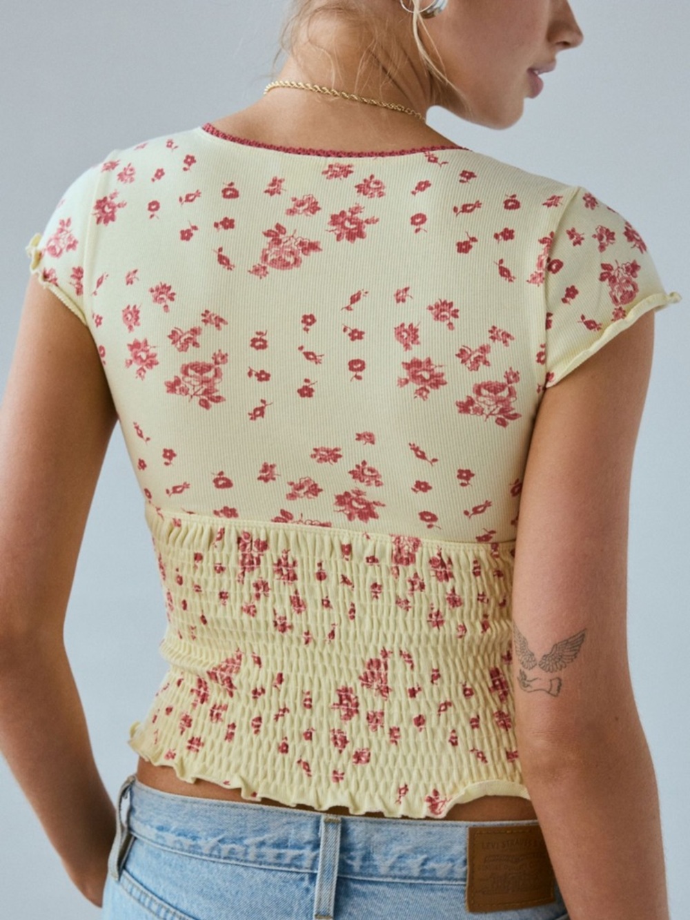 Urban Outfitters Kimchi Blue Only You Smocked Short Sleeve Top - Picture 4 of 9